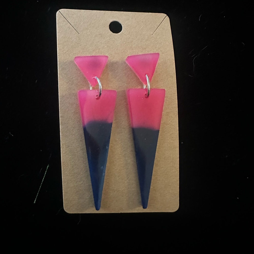 Pink and Blue Geometric Earrings